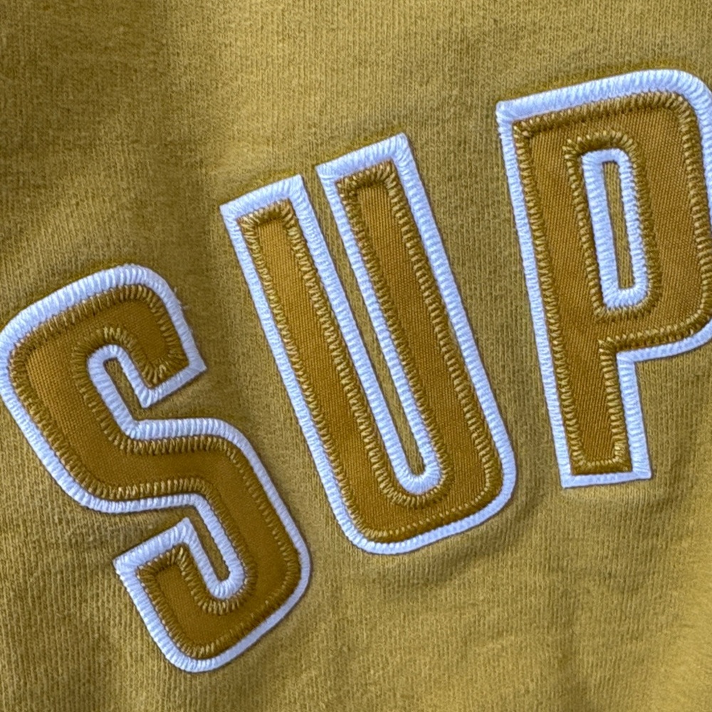 Supreme Split Crewneck Sweatshirt in Mustard & Light Blue - Authenticated - Picture 4 of 8
